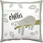H:)PPY life Kissen Motiv Faultier, Zierkissen, Baumwolle