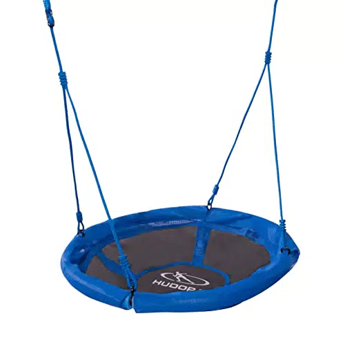 HUDORA Nestschaukel 90 - Blaue Kunststoff-Nestschaukel für bis zu 100kg - Hängeschaukel mit 90cm Durchmesser für drinnen & draußen - Höhenverstellbare Familienschaukel für Kinder & Erwachsene