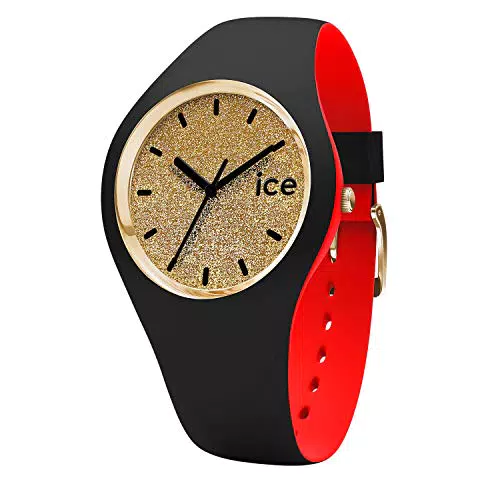Ice-Watch - ICE loulou Gold Glitter - Schwarze Damenuhr mit Silikonarmband - 007238