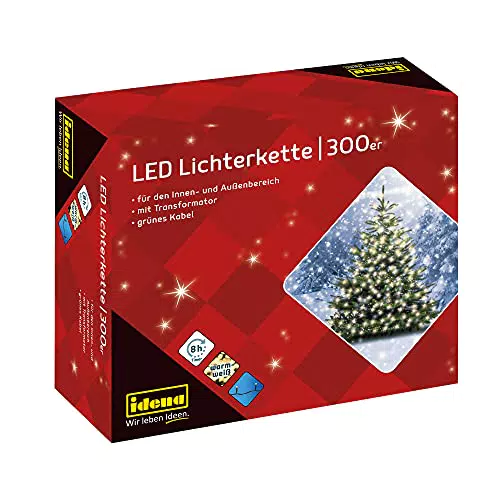 Idena 30441 - LED Lichterkette mit 300 LEDs in Warmweiß