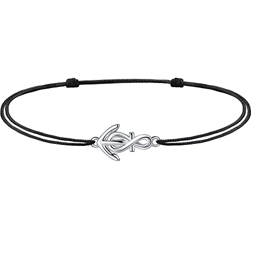 J.Endéar Fußkettchen Infinity Anker für Damen Mädchen Sterling Silber 925 Cord Handgefertigt Schmuck Sommer Strand Unendlichkeit Liebe Freundschaft Geschenk