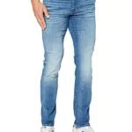 JACK & JONES Jeans Slim Fit Denim Stretch Hose mit Knopfleiste und braunen Nähten JJIGLENN JJICON