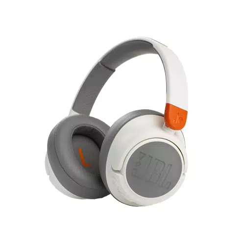 JBL JR 460 NC Over-Ear Kopfhörer mit Noise-Cancelling für Kinder in Weiß Mit JBL Safe Sound für sicheren Hörspaß Bis zu 30 Stunden Musikwiedergabe