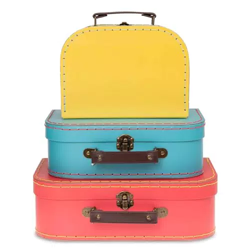 Jewelkeeper - Pappkoffer, Satz von 3 - Storage Geschenkboxen für Geburtstag Hochzeit Weihnachten Kinderzimmer Büro Dekoration Displays Spielzeug Fotos - Rot