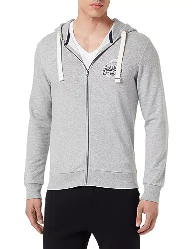JJMIKK Sweat Zip Hood, Light Grey Melange, XL