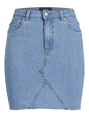 JJXX Damen JXHAZEL Short Skirt HW RH AKM LN Rock, Light Blue Denim/Detail:AKM3