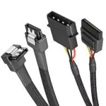 KabelDirekt 4-Pin Molex auf 15-Pin SATA Stromkabel 30 cm + 7-Pin SATA 3 Datenkabel 6 Gbit/s 90° gewinkelt 60 cm