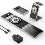 Kabelloses Ladegerät, Hohosb 3 in 1 Zinklegierung Faltbar Magnetische Ladestationfür iPhone 15/14/13/12 Series