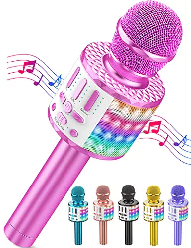 Karaoke Mikrofon, LED Drahtloses Bluetooth Mikrofon zum Singen mit Lautsprecher