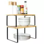 KARAT Gewürzregal Küchen Organizer kleines 2er Set für Küche aus Stahl & Holz
