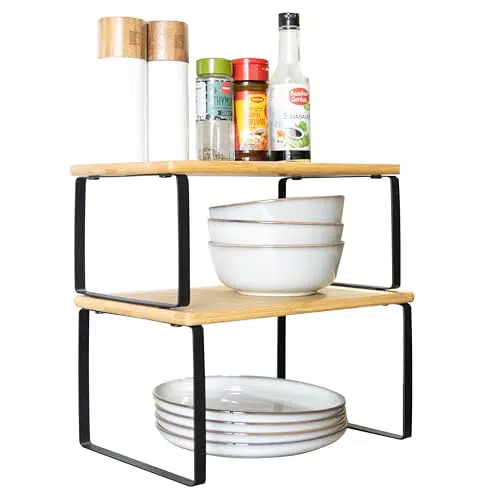 KARAT Gewürzregal Küchen Organizer kleines 2er Set für Küche aus Stahl & Holz