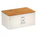 Kesper 1804563 Brotbox aus Weißblech und Bambus im Landhaus-Stil/Brotaufbewahrung/Country Collection