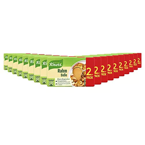 Knorr Rahm Soße leckere hellbraune Sauce ohne geschmacksverstärkende Zusatzstoffe 2er Pack à 68 g 18 Stück