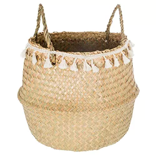 Korb - Stock und Pompons - Sand beige - Atmosphera créateur d'intérieur