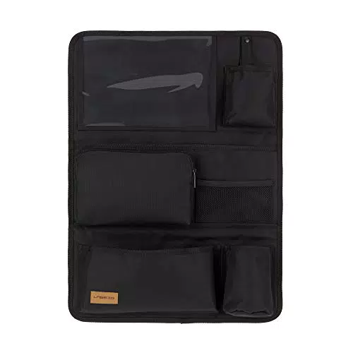 LÄSSIG Autoorganizer Autorücksitzorganizer Rücksitztasche für Auto zum Hängen zusammenklappbar 55 cm/Car Wrap-to-Go Black Edition