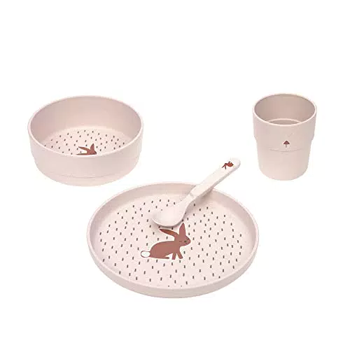LÄSSIG Kindergeschirr Set ohne Melamin, BPA-frei, für Spülmaschine und Mikrowelle/Dish Set Little Forest Rabbit