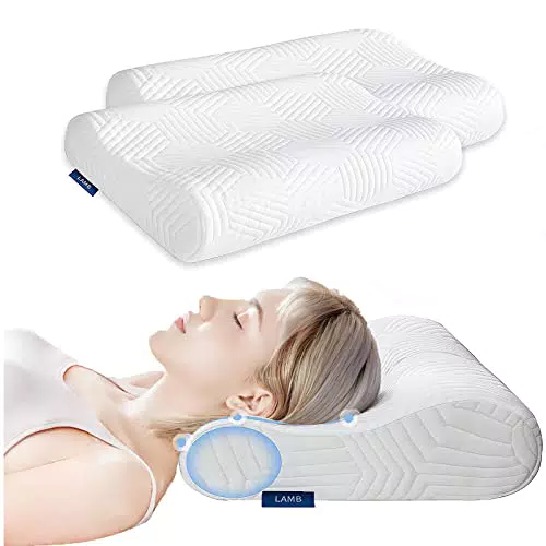 LAMB Kopfkissen Nackenkissen 2er st, Höheneinstellbares Kissen Memory Foam Ergonomisches 50 x 33 cm