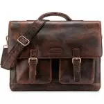 LEABAGS Leder Aktentasche Herren & Damen I Echtleder Laptoptasche bis 15 Zoll I Umhängetasche mit Schultergurt I Schultertasche I Messenger Bag I Arbeitstasche I Lehrertasche I Cow Dark Brown Hunter