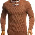 Leif Nelson Herren Strickpullover Pullover mit Stehkragen Männer Pulli für Winter Winterpullover Jungen Sweatshirt Camel XX-Large