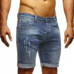 Leif Nelson Shorts Herren Kurze Hosen Männer Jeansshorts Denim Sommer Freizeithose Basic LN-1397 Blau Größe W33