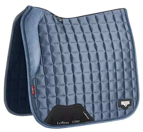 LeMieux Satin Dressur quadratisch Schabracke, Eisblaue Loire-Memory-Quadrat