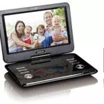 Lenco Tragbarer DVD-Player DVP - DVB-T2 Empfänger - 12 Zoll DVD-Player mit Fernseher - DVB-T2 Tuner - integrierter Li-Ionen Akku - 12 Volt KfZ Adapter - Antenne - Fernbedienung - Schwarz
