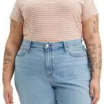 Levi's Damen Plus Size V-Neck Tee T-Shirt, Indigo Stripe Terra Cotta