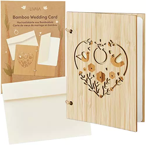 LIVAIA Besondere Danke Karte Holz: Bambus Karte Dankeschön mit Einlegepapier und Kuvert Dankeschön Karte Danke Danke Karten Set Vielen Dank Karte Thank You Card