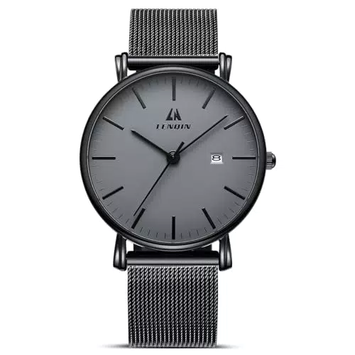 LN LENQIN Uhren Herren Edelstahl Herren Uhr 30M wasserdichte Analoge Quarz Uhren Herren Armbanduhren mit Datum Mode Freizeit Uhren für Männer