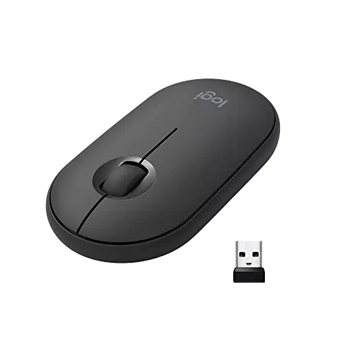 Logitech M350 Pebble Kabellose Maus, Bluetooth und 2.4 GHz Verbindung via Nano USB-Empfänger