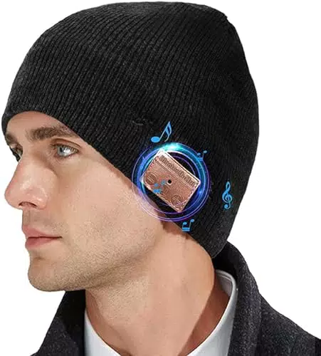 Loowoko Bluetooth Mütze Unisex, Geschenke Weihnachten für Männer Frauen Bluetooth 5.0 Strickmütze Kopfhörer Musik Mütze mit Lautsprecher