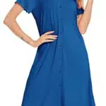 Lovasy Nachthemd Damen Kurzarm Still Pyjama mit Knöpfen Schlafshirt Nursing Nachthemd Schwangerschaft Geburt Nachtwäsche