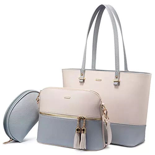 LOVEVOOK Handtasche Damen Schultertasche Handtaschen Tragetasche Damen Groß Designer Elegant Umhängetasche Henkeltasche Set 3-teiliges Set