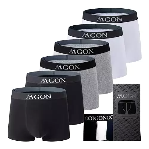 MA-GON Boxershorts Herren aus Baumwolle 6 er Pack Männer Unterhosen breiter Hosenbund weich und ohne Einschneiden Gr. L 2X Schwarz + 2X Grau + 2X Weiß
