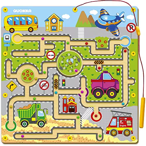 Quokka Magnet Kinderspielzeug für 23-Jährige - VER.2 VERBESSERT - Montessori Labyrinth-Einhorn Reisespiele ab 3-5 Jahren Holz Lernspiele ab 3 Jahre für Autofahrt - Spiele ab 2 3 4 Jahre