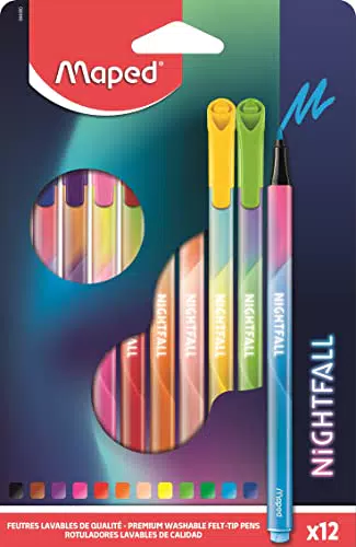 Maped - Fineliner Medium NIGHTFALL - 12 Stück - Polyesterspitze: Ø0