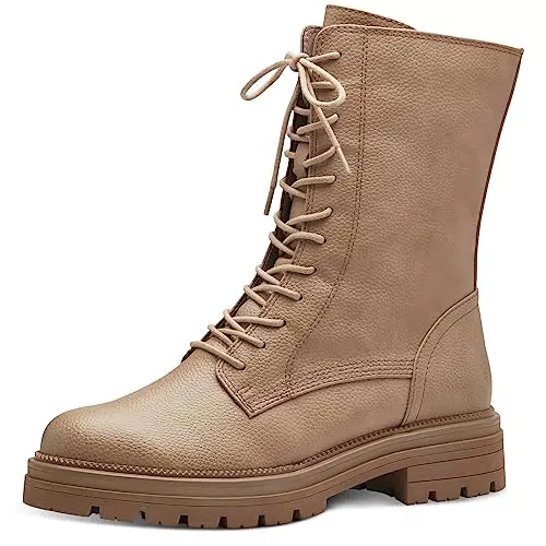 MARCO TOZZI Damen Schnürstiefel ohne Absatz aus Kunstleder Flach