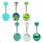 Mayhoop 6 Stück Bauchnabelpiercings mit 6 Stil 1, 6 x 10mm Kugel 5 u. 8 mm Bauchnabel Schmuck Nabelpiercing Ring Banane Piercing