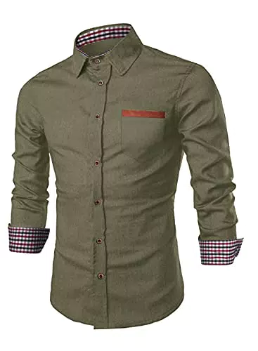 Meilicloth Business Hemd Herren Cowboy Hemd Jeanshemd Freizeithemd Langarm Denim Shirt Langarmhemd Freizeit Bügelleicht Oktoberfest Hemden Casual Kentkragen Slim fit Navy blau X