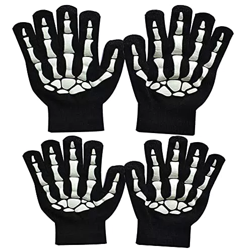 MELOP Handschuhe Totenkopf Knochen gemustert für Kostüm Halloween Winter Gestrickte warme Handschuhe im Freien Fahrradhandschuhe