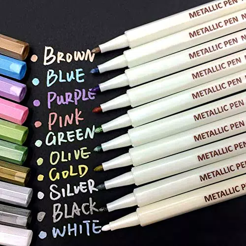 Metallic Marker Stifte Metallischen Marker: APOGO 10 Farben Metallic Stifte für Fotoalbum zum Selbstgestalten