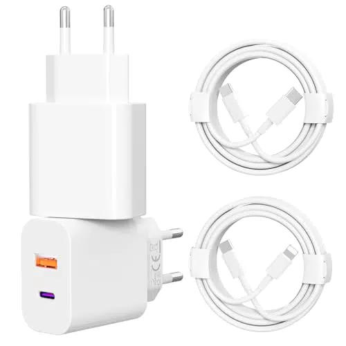 MFi Zertifiziert 30W 4 Pack Mehrfach USB C Ladegerät mit USB C kabel und USB C iPhone Lightning(2M)für iPhone15 Pro Samsung iPhone14 Pro Max iPad air Netzteil Schnellladegerät Stecker Schnellladekabel