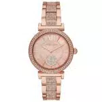 Michael Kors Damenuhr Abbey, Dreizeigeruhrwerk, 36mm Rose Gold Edelstahlgehäuse mit Edelstahlarmband