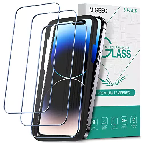Migeec [3 Stück Schutzfolie Kompatibel mit iPhone 14 Pro Max 6.7" Glas Anti-Kratzen