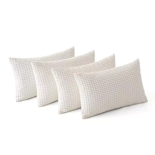 MIULEE 4er Set Kissenbezug Dekorative Kissenbezüge Kordsamt Boho Sofakissen Dekokissen Zierkissen Couchkissen Deko Bezug für Sofa Couch Wohnzimmer Schlafzimmer Büro 30x50 cm Weiß