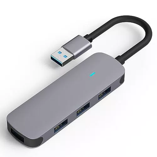 MMOBIEL 4-Port USB Hub 3.0 Splitter - 5Gbps USB-A Verteiler Mehrfachstecker Adapter - Kompatibel mit PC