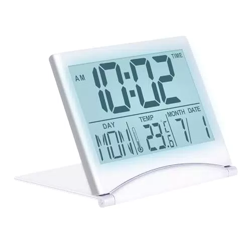 MMOBIEL Digitaluhr LCD-Reisewecker Klappbar mit Hintergrundbeleuchtung Digitale Uhr mit Tages-