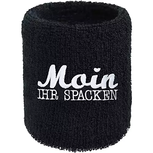 Moin Ihr Spacken lustiges Schweissband mit Stickerei Spruch Designer Schweißband & Absorbierendes Frottee