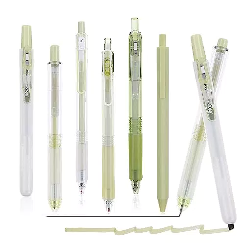 Molain 6Pcs Gel-Tintenstifte Textmarker Set, 5 Stück Kugelschreiber mit 1 Stück Textmarker