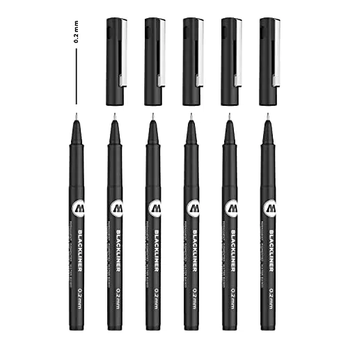 Molotow Blackliner 0,4 mm 6 Stück schwarz
